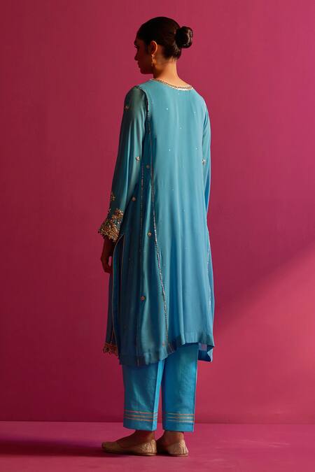 Shetab Kazmi Gota Embroidered Blue Kurta Set 