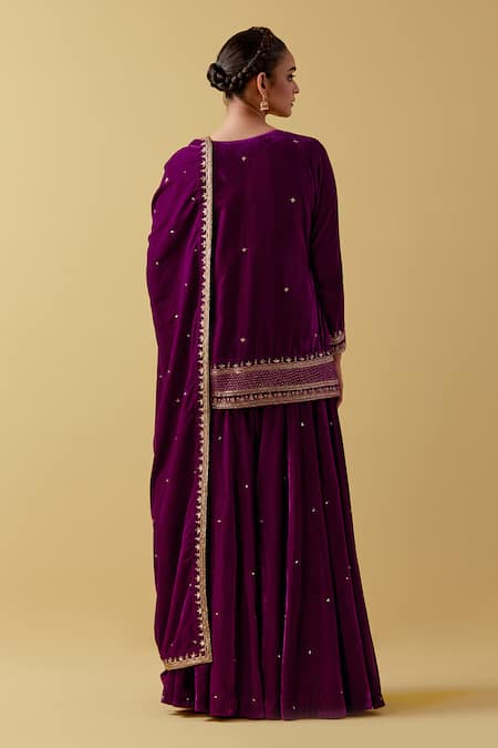Ikshita Choudhary Embroidered Velvet Kurta Sharara Set 