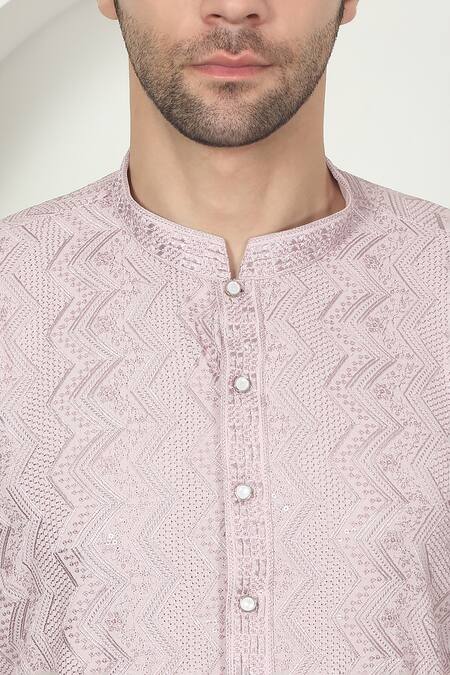 Buy Aham-Vayam Pink Cotton Sequins, Embroidery Pastel Kurta Set Online at Aza Fashions Buy_Aham-Vayam_Pink Cotton Sequins, Embroidery Pastel Kurta Set _Online_at_Aza_Fashions