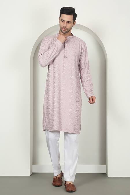 Buy Aham-Vayam Pink Cotton Sequins, Embroidery Pastel Kurta Set Buy_Aham-Vayam_Pink Cotton Sequins, Embroidery Pastel Kurta Set