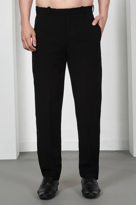 Aham-Vayam_Black Cotton Beads, Cut Work Designer Embroidered Tuxedo Set _Online_at_Aza_Fashions