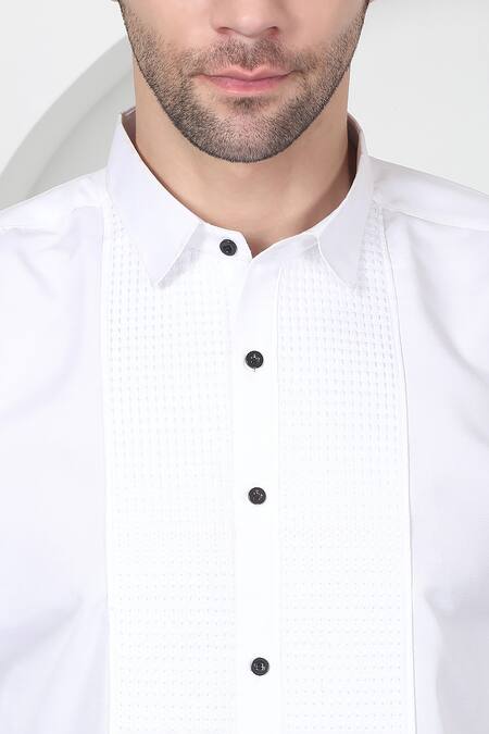 Shop_Aham-Vayam_Black Cotton Beads, Cut Work Designer Embroidered Tuxedo Set _Online_at_Aza_Fashions