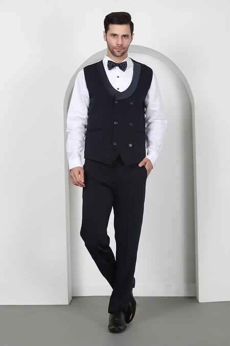 Aham-Vayam Black Cotton Cut Work, Embroidery Floral Tuxedo Set at Aza Fashions Aham-Vayam_Black Cotton Cut Work, Embroidery Floral Tuxedo Set _at_Aza_Fashions