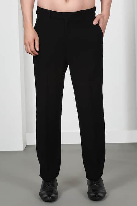 Aham-Vayam_Black Cotton Beads, Cut Work Designer Cutdana Embroidered Tuxedo Set _Online_at_Aza_Fashions