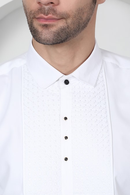 Buy_Aham-Vayam_Black Cotton Beads, Cut Work Designer Cutdana Embroidered Tuxedo Set 