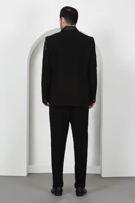 Aham-Vayam Embroidered Tuxedo Set with Bow 