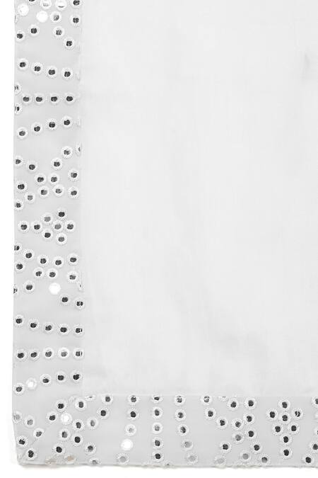 Buy_Aham-Vayam_White Cotton Mirrors, Embroidery Work Kurta Set 