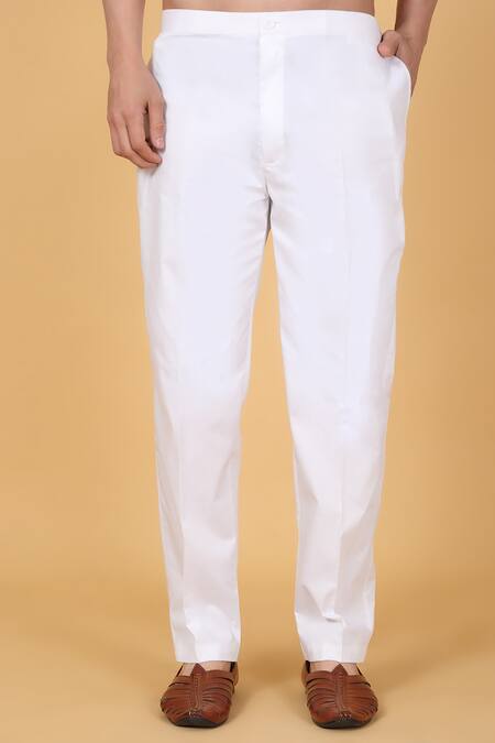 Aham-Vayam_White Cotton Mirrors, Embroidery Kurta Set _Online_at_Aza_Fashions