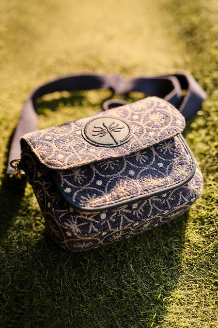 Grassroot By Anita Dongre_Black Woven Dhurrie Crossbody Bag _Online_at_Aza_Fashions