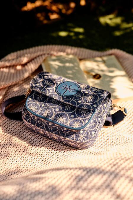 Shop_Grassroot By Anita Dongre_Black Woven Dhurrie Crossbody Bag _Online_at_Aza_Fashions