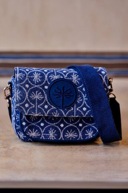 Buy_Grassroot By Anita Dongre_Blue Dhurrie Woven Crossbody Bag _Online_at_Aza_Fashions