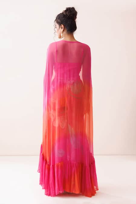 Kisakshi Jaipur Embellished High-Low Cape Sharara Set 