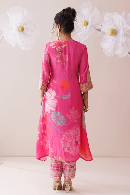 Kisakshi Jaipur Floral Embellished Kurta Pant Set 