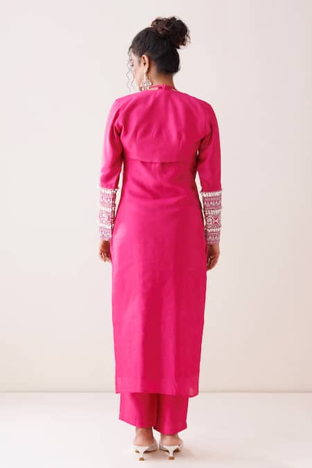 Kisakshi Jaipur Zari Embroidered Halter Neck Kurta Set 