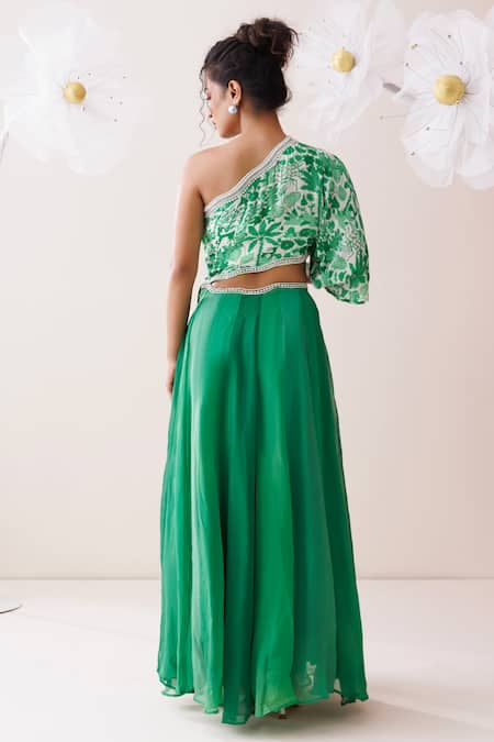 Kisakshi Jaipur Floral One Shoulder Cut-Out Dress 