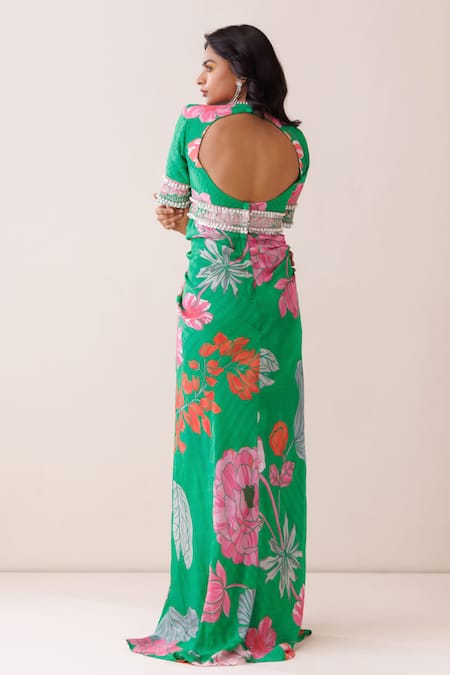 Kisakshi Jaipur Floral Embellished Draped Dress 