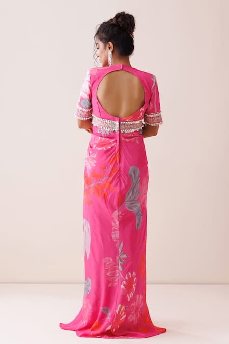 Kisakshi Jaipur Floral Embellished Draped Dress 