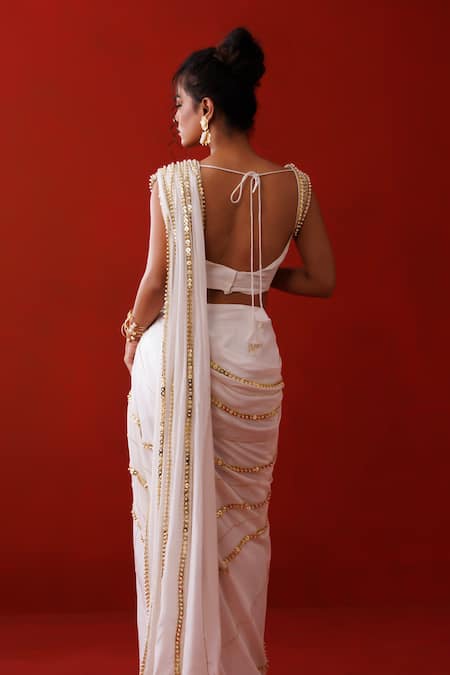 Kisakshi Jaipur Embellished Pre-Draped Slit Saree & Blouse 