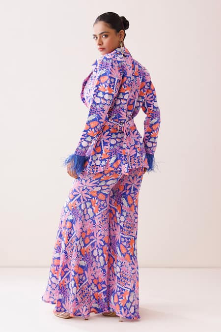 Kisakshi Jaipur Embellished Blue Blazer Sharara Set 