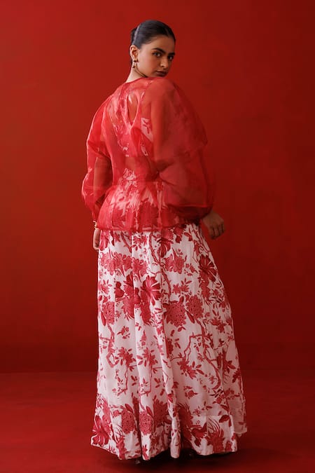 Kisakshi Jaipur Embellished Peplum Top & Palazzo Set 