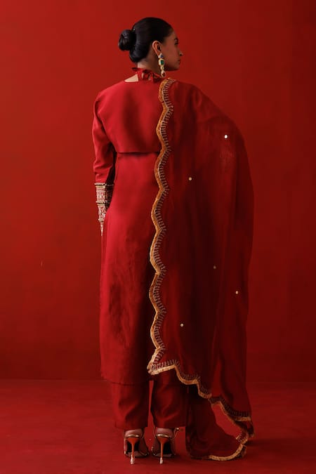 Kisakshi Jaipur Zari Embroidered Cropped Jacket Kurta Set 