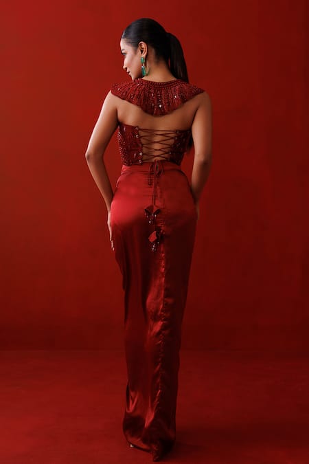 Kisakshi Jaipur Embellished Corset & Draped Skirt Set 