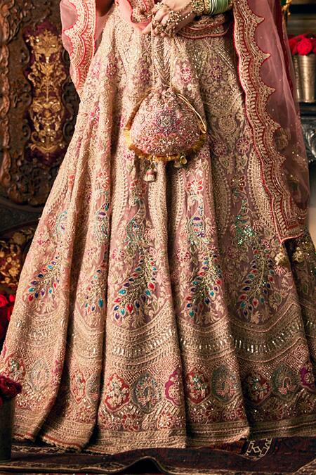 Rimple And Harpreet Narula Pink Tulle Beads V-neck Peacock Embroidered Lehenga Set Online at Aza Fashions Rimple And Harpreet Narula_Pink Tulle Beads V-neck Peacock Embroidered Lehenga Set _Online_at_Aza_Fashions