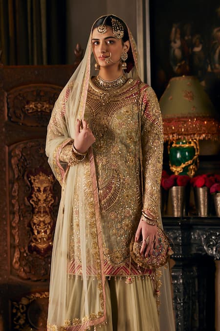 Rimple And Harpreet Narula Art Deco Blossom Kurta Sharara Set 