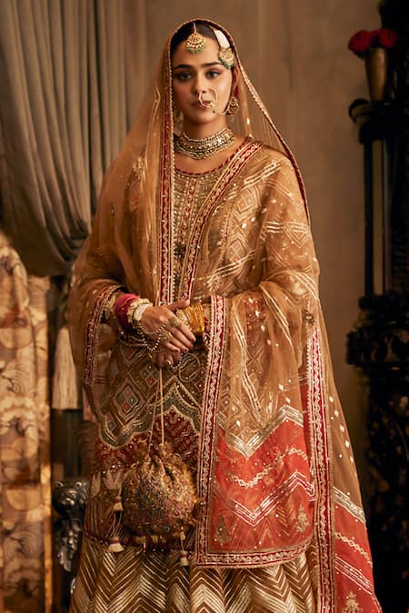Rimple And Harpreet Narula Gold Embroidered Kurta Sharara Set 