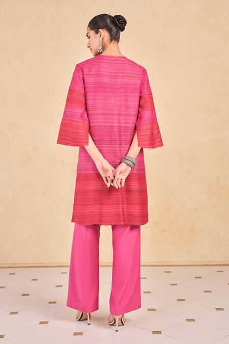 Grassroot By Anita Dongre Textured Stripe Kurta & Palazzo Set 