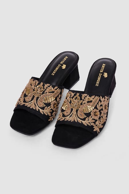Anita Dongre Zardozi Embroidered Black Heels 