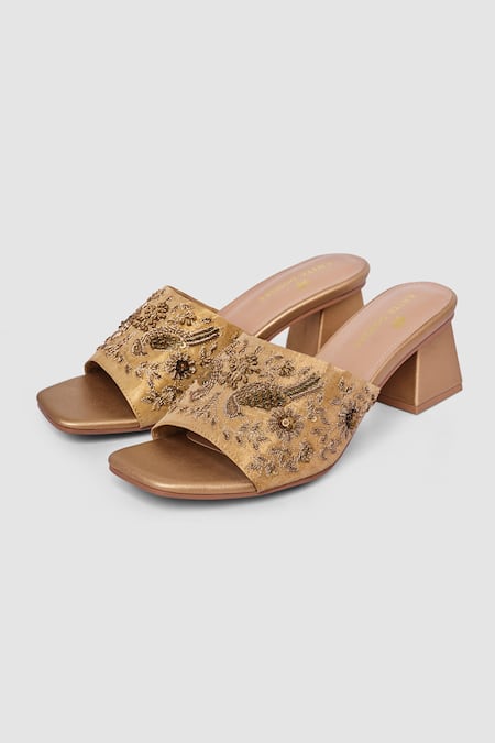 Anita Dongre Zardozi Embroidered Gold Heels 