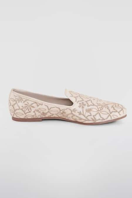 Anita Dongre Botanical Embroidered Gold Mojiris 