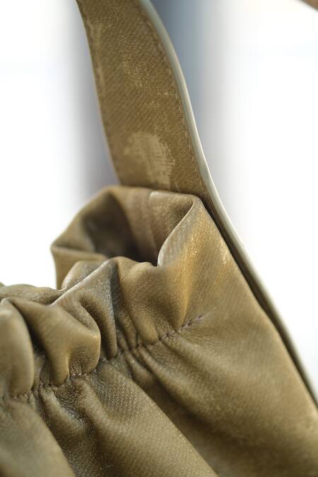 Buy_Mir Kash_Green Textured Velvet Handbag _Online_at_Aza_Fashions