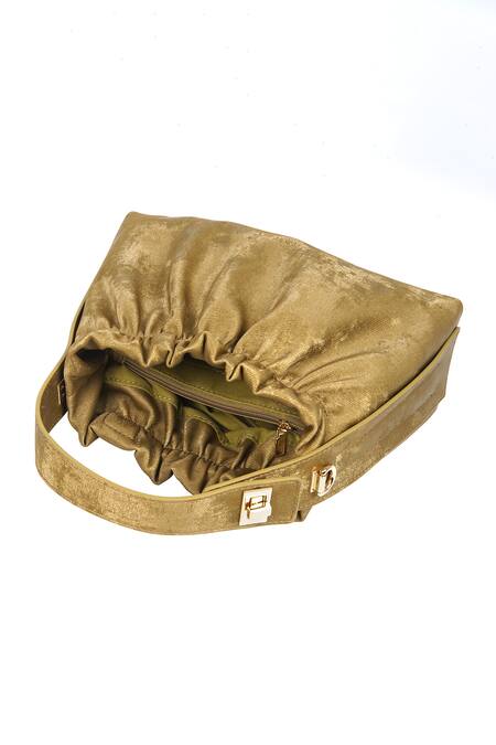 Shop_Mir Kash_Green Textured Velvet Handbag _Online_at_Aza_Fashions