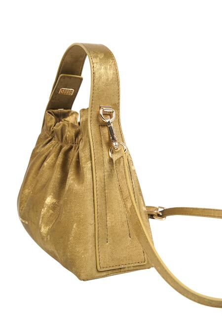 Mir Kash_Green Textured Velvet Handbag _at_Aza_Fashions