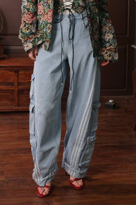 Label Muslin_Green Cotton, Canvas Embroidery Collared Floral Jacket With Shirt _at_Aza_Fashions