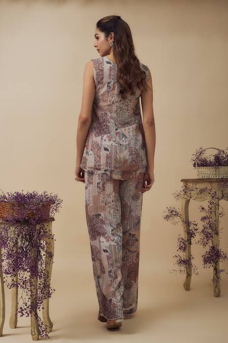 Vana Ethnics Abstract Print Tunic Pant Set 