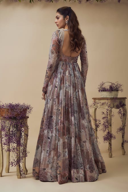 Vana Ethnics Multi Color Abstract Print Anarkali Set 