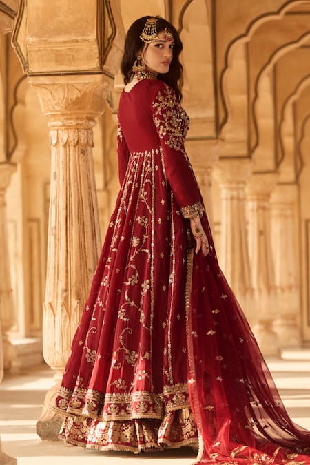 Lashkaraa Floral Zari Embroidered Anarkali Set 