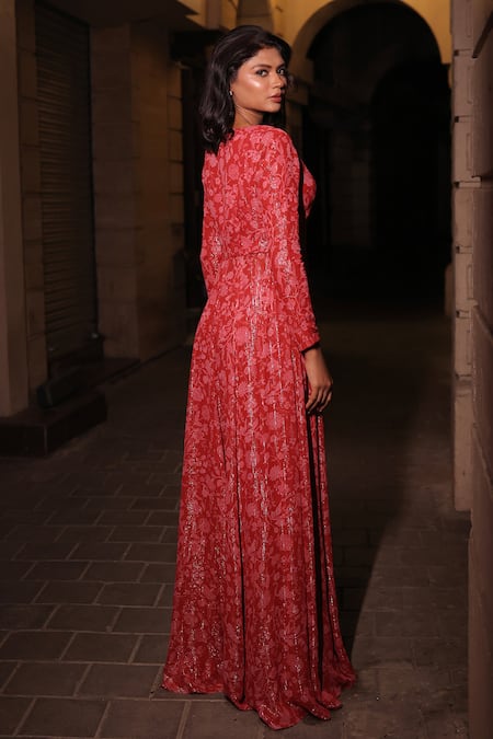 Kiyohra Floral Print Anarkali & Sharara Set 