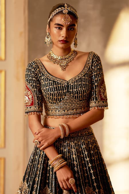 Buy Angad Singh Green Silk, Crepe Embroidery, Zari, Sequins Floral Zardozi Lehenga Set Online at Aza Fashions Buy_Angad Singh_Green Silk, Crepe Embroidery, Zari, Sequins Floral Zardozi Lehenga Set _Online_at_Aza_Fashions