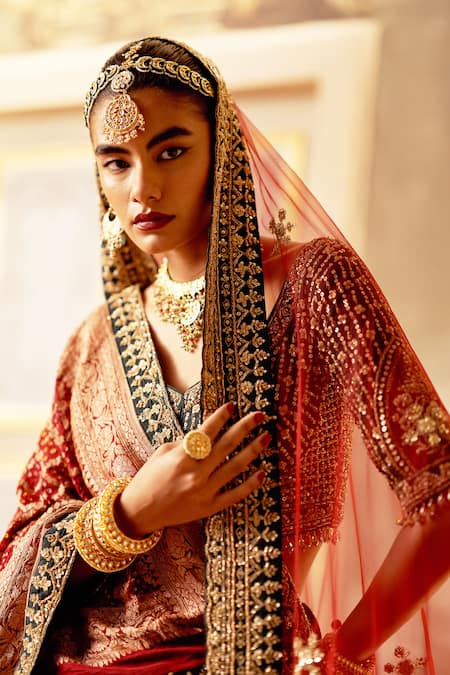 Angad Singh Green Silk, Crepe Embroidery, Zari, Sequins Floral Zardozi Lehenga Set at Aza Fashions Angad Singh_Green Silk, Crepe Embroidery, Zari, Sequins Floral Zardozi Lehenga Set _at_Aza_Fashions