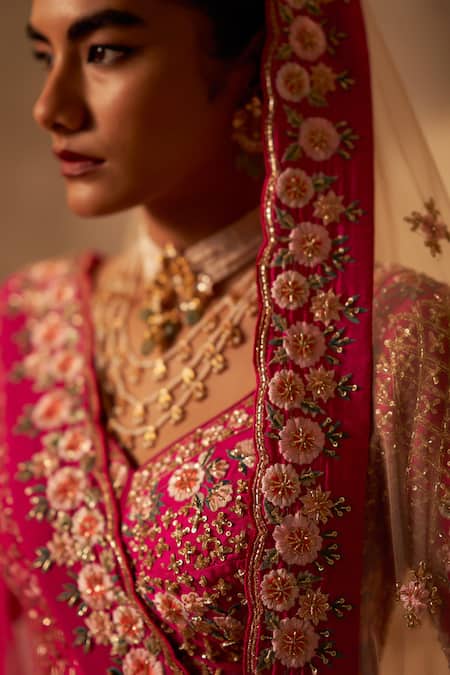 Buy Angad Singh Pink Silk, Crepe Embroidery, Sequins, Zari Floral Zardozi Lehenga Set Online at Aza Fashions Buy_Angad Singh_Pink Silk, Crepe Embroidery, Sequins, Zari Floral Zardozi Lehenga Set _Online_at_Aza_Fashions