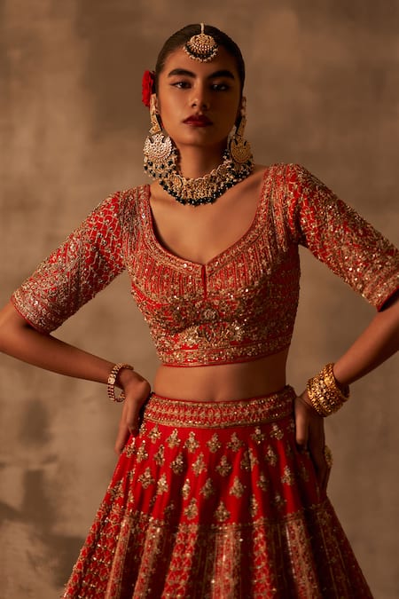 Buy Angad Singh Red Silk, Crepe, Chiffon Embroidery, Zari, Sequins Paisley Bridal Lehenga Set Online at Aza Fashions Buy_Angad Singh_Red Silk, Crepe, Chiffon Embroidery, Zari, Sequins Paisley Bridal Lehenga Set _Online_at_Aza_Fashions