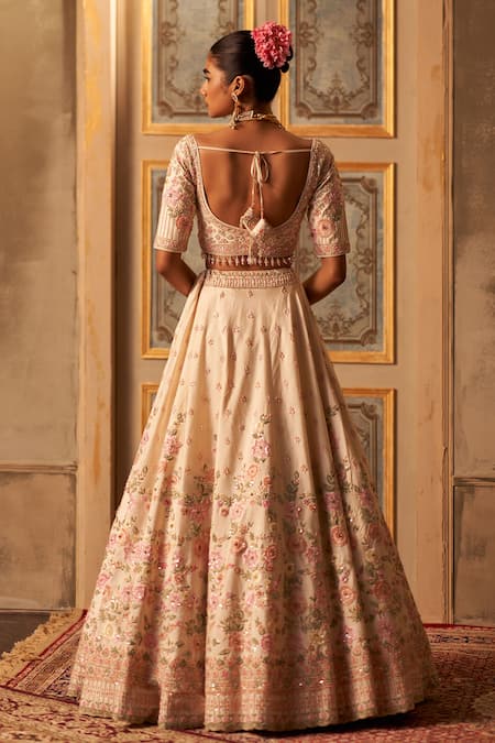 Angad Singh Floral Embroidered Silk Bridal Lehenga Set 