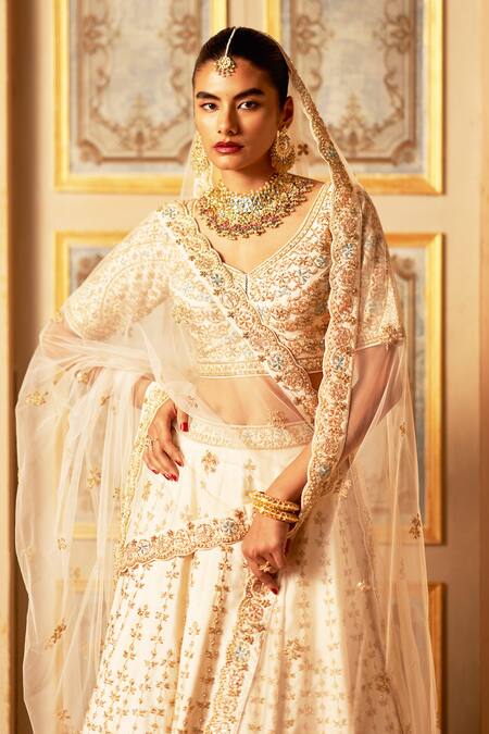Buy Angad Singh Ivory Silk, Crepe Embroidery, Sequins Asymmetric Lehenga Set With Dupattas Online at Aza Fashions Buy_Angad Singh_Ivory Silk, Crepe Embroidery, Sequins Asymmetric Lehenga Set With Dupattas _Online_at_Aza_Fashions