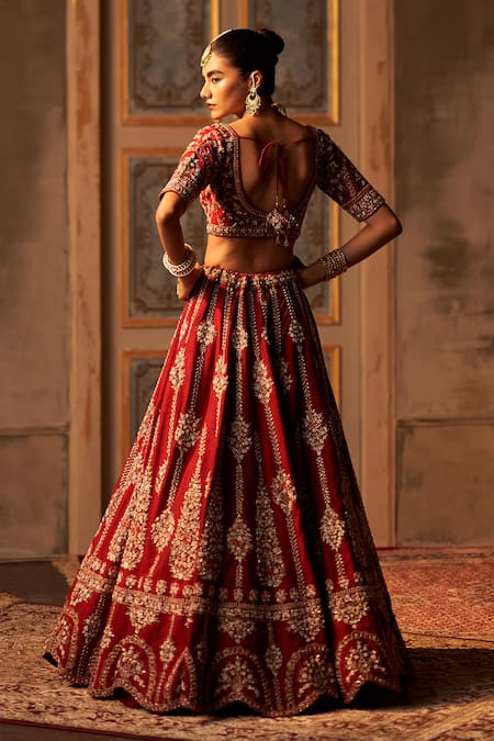 Angad Singh Maroon Embroidered Bridal Lehenga Set 