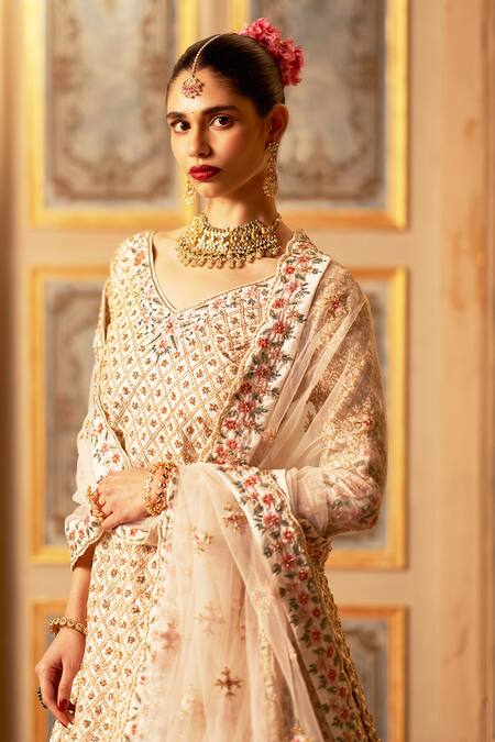 Buy Angad Singh Pink Silk, Crepe Sequins, Embroidery Split V-neck Kurta Lehenga Set Online at Aza Fashions Buy_Angad Singh_Pink Silk, Crepe Sequins, Embroidery Split V-neck Kurta Lehenga Set _Online_at_Aza_Fashions