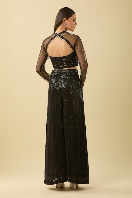 Basanti - Kapde Aur Koffee Geometric Sequin Embroidered Sharara Set